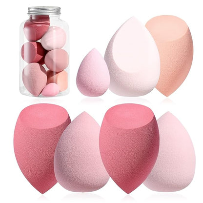 BS-MALL Makeup Sponge Set – 7 vibrant sponges plus 1 mini pink, perfect for all your makeup needs.