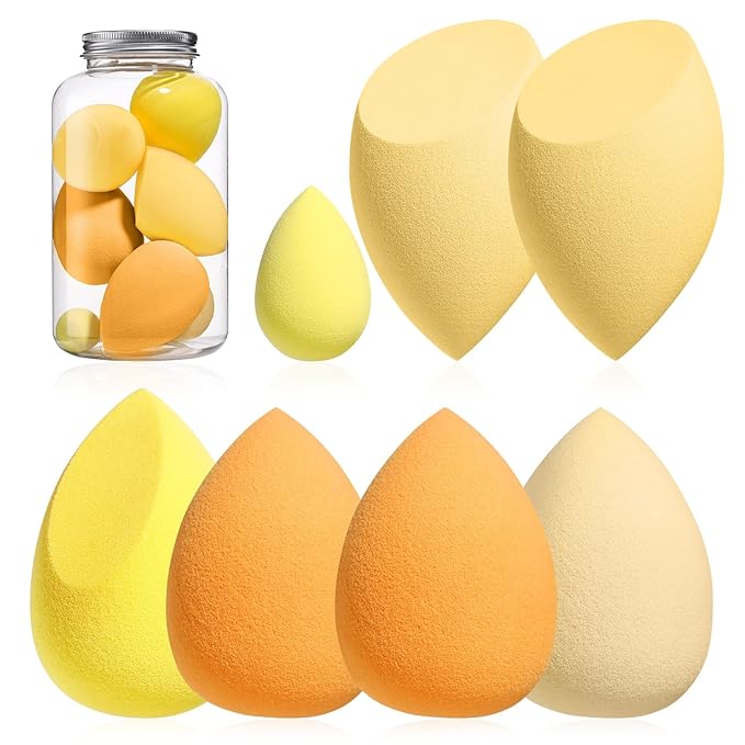 BS-MALL Makeup Sponge Set – 7 vibrant sponges plus 1 mini pink, perfect for all your makeup needs.