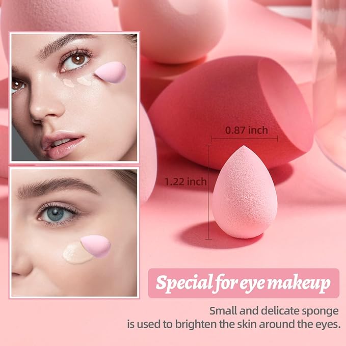 BS-MALL Makeup Sponge Set – 7 vibrant sponges plus 1 mini pink, perfect for all your makeup needs.