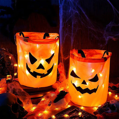 LED Halloween Pumpkin Candy Bucket – Collapsible & Perfect for Trick-or-Treating