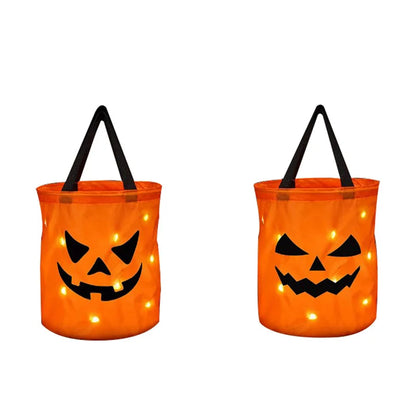 LED Halloween Pumpkin Candy Bucket – Collapsible & Perfect for Trick-or-Treating