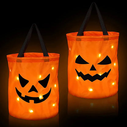 LED Halloween Pumpkin Candy Bucket – Collapsible & Perfect for Trick-or-Treating