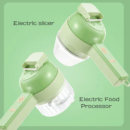 4-in-1 Green Electric Food Cutter & Grinder.