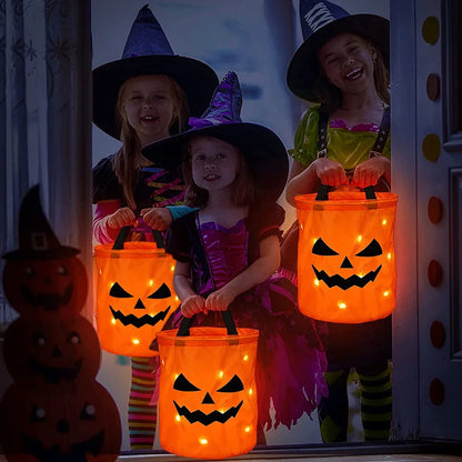 LED Halloween Pumpkin Candy Bucket – Collapsible & Perfect for Trick-or-Treating