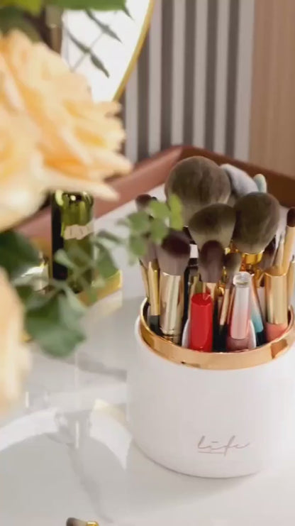 360° Rotating Dustproof Makeup Brush Holder.